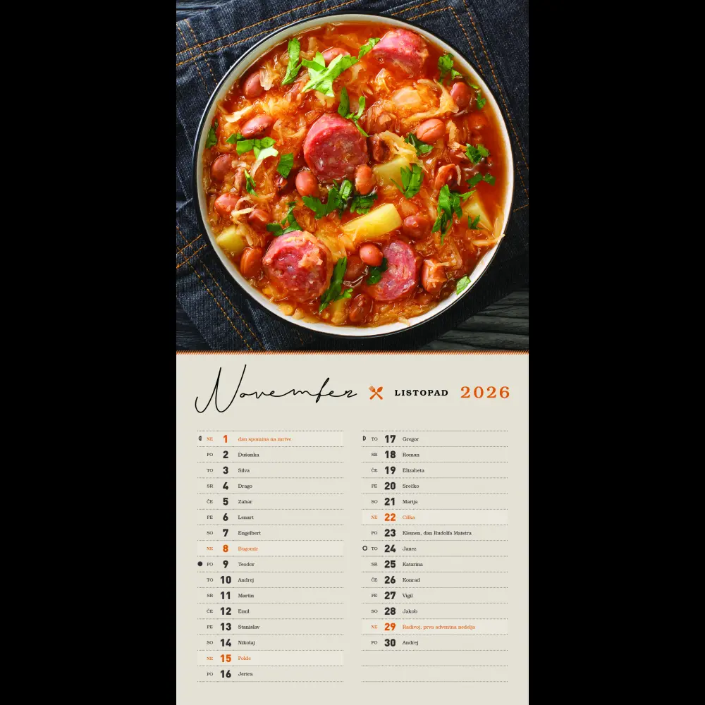 Koledar z okusom domačega 2026