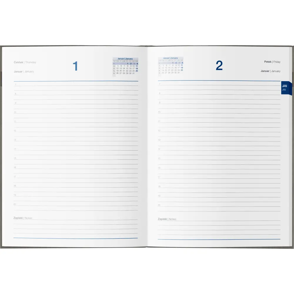 Dnevnik Z Datumi B5 Siva 2026