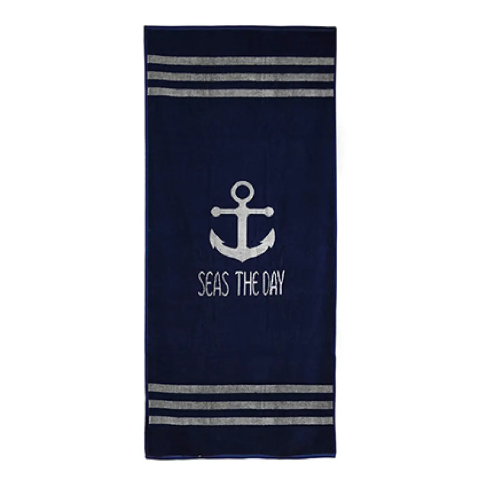 BEACH TOWEL ANCHOR GRAY 170X75CM 420GSM