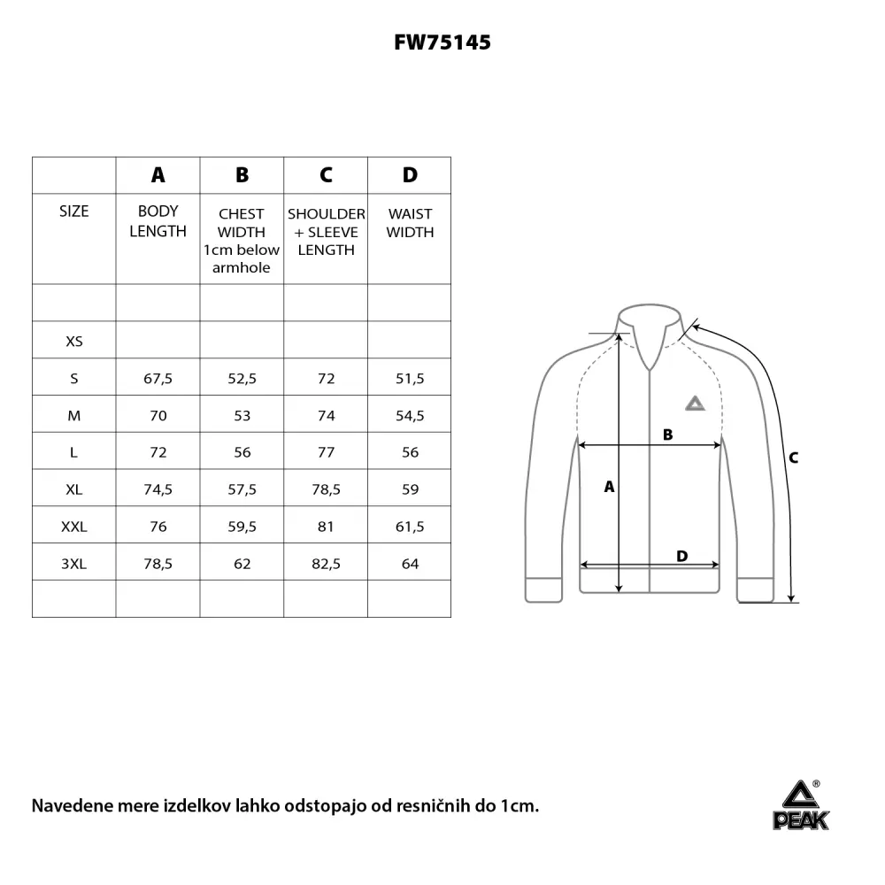 JAKNA/BREZROKAVNIK 2v1 PEAK FW75145